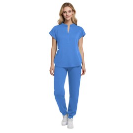 Eipnare Medical Scrubs for Women Set, Stand-up Collar Scrubs Top & Jogger Scrub Pants with 8 Pockets Nurse Uniforms Set