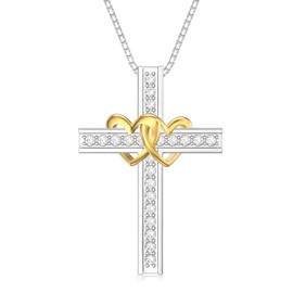 LONAGO Cross Pendant Necklace Heart Cross Necklace Jewelry Gift for Women