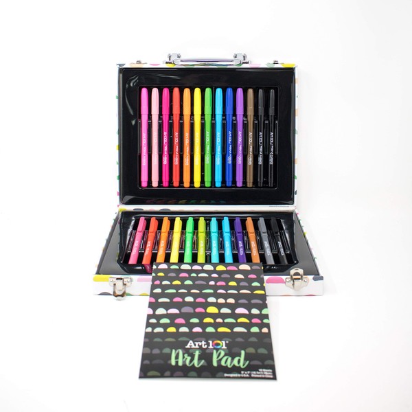 Art 101 Doodle and Color Art Set with 36 Pieces in a Colorful Carrying Case, Multi