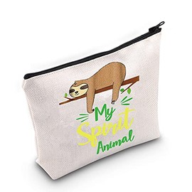 LEVLO Funny Sloth Cosmetic Make Up Bag Sloth Lover Inspired Gift My Spirit Animal Is A Sloth Makeup Zipper Pouch Bag For Women Girls (Spirit Animal Sloth)