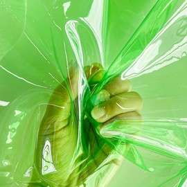 ONEART Green Transparent Vinyl Fabric 91 x 135 cm, Multi-Purpose Clear Waterproof TPU Fabric Sold by the Metre for Sewing Crafts and Home Decor