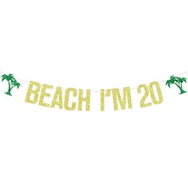 Beach I'm 20 Banner, Tropical 20 cumpleaños, Cheers to 20 años, Summer Hawaiian 20th Birthday Anniversary Party Decoraciones