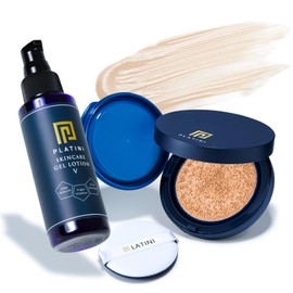 PLATINI Skin Care Gel Lotion V 3.4 fl oz (100 ml) + Beauty Essence Foundation, Blue Beard, Stains, Covers Pores Without Barring! 1 Piece Complete Serum (Rough Skin, Drying, Pores, Stains, Ultraviolet