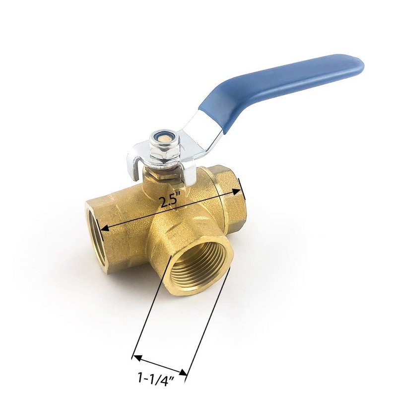QWORK Series 3-Way (L-Port) Ball Valve, Lever Handle, NPT Female