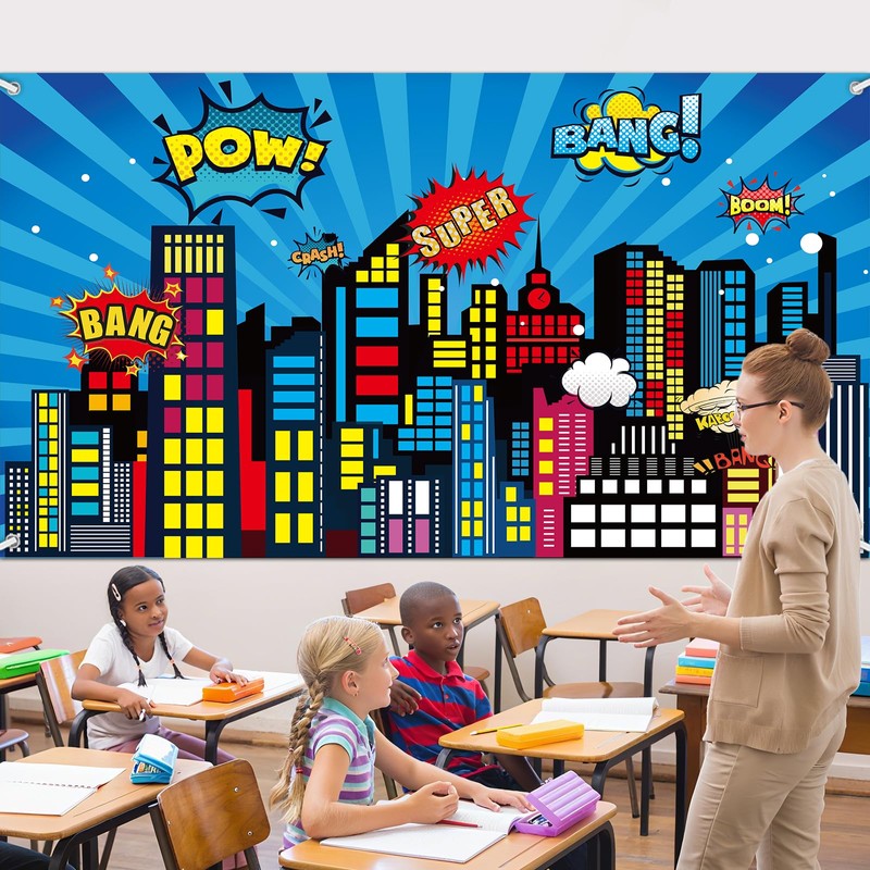 Large Super Theme Hero Party Backdrop Decoration 10x6ft One-piece Inspirational