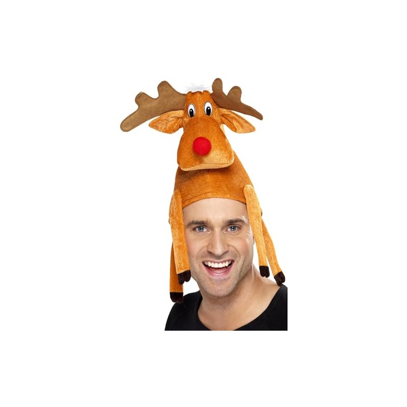 Smiffys Reindeer Hat, Brown , Christmas Fancy Dress Accessory, Xmas