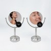 BROOKSTONE | 1X/10X Magnifying Double-Sided Lighted A/C Plug-In Tabletop Mirror