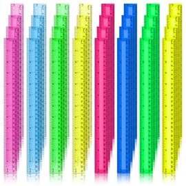 192 Pack Clear Color Rulers Bulk for Classroom Kids Rulers Bulk Back to School Supplies Transparent Colorful Ruler with Inches and Centimeters 8 Colors Metric Rulers for School Home Office (12 Inch)