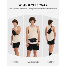 Waterfly Bum Bag Fanny Pack: Waist Packs with Adjustable Belt Crossbody Chest Bag with RFID Blocking Anti-Theft or Women Men Travel Running Walking Hiking Everyday Use, Black