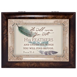 Cottage Garden You Will Find Refuge Feather Italian Design Music Box Plays Wind Beneath My Wings