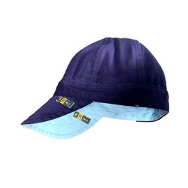 Flame Resistant FR Reversible Welding Cap - 100% Cotton - 7oz (Medium - 7, Light Blue/Navy Blue)