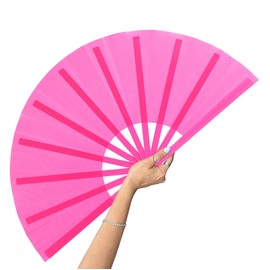 13inch Large Rave Fan Popping Fan Clacking Fans for Line Dancing,Hand Fans for Women Foldable,Boots on The Ground Fan,Portable for Outdoor,Wedding,Party,Decoration(Pink,1 Pack)