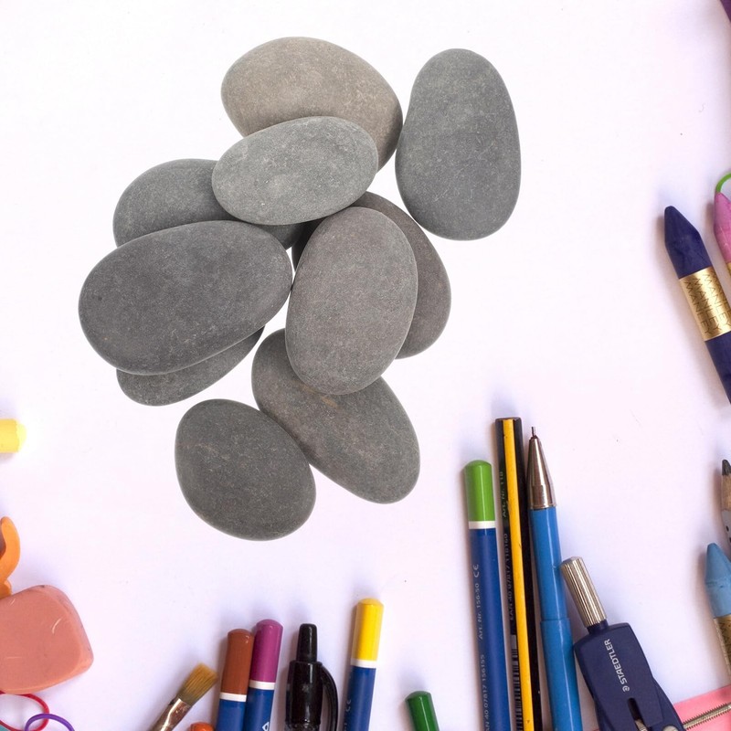 SAFIGLE Natural Stone Round Painting Stone Smooth Rock DIY Painting