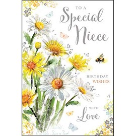 Special Niece Birthday Card - Dandelions & Daisies - Secret Garden Range