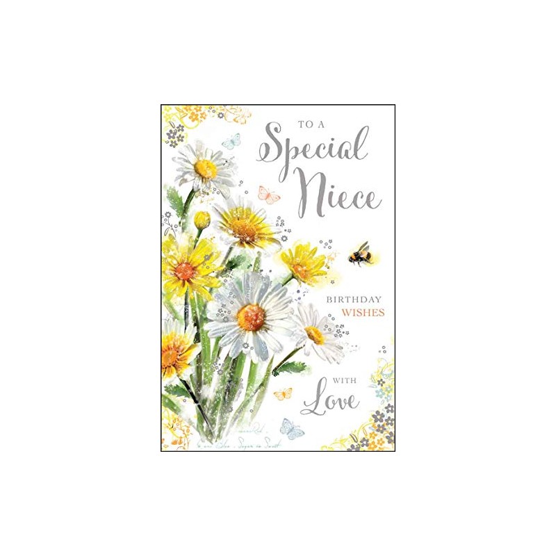 Special Niece Birthday Card - Dandelions & Daisies - Secret