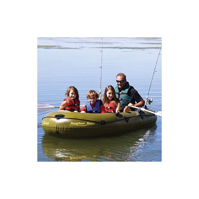 Angler Bay Inflatable 4 Person Boat, Lightweight and Portable for