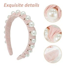 scicent Head Bands Adult Women 2 Pieces Embellished Beaded Hairbands Glitter Bling Pearls Hair Band for Girls Fashion Elegant Headband Bridal Head Hoop Wedding Hair Accessories - 29407