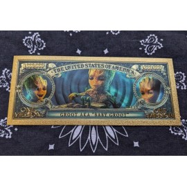 24k Gold Foil Plated Novelty Baby Groot MCU Collectible Banknote Mint Condition!