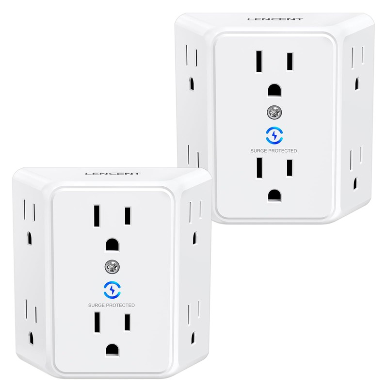 LENCENT 2X Cargador de Pared 1875W, Extensor de Enchufe con