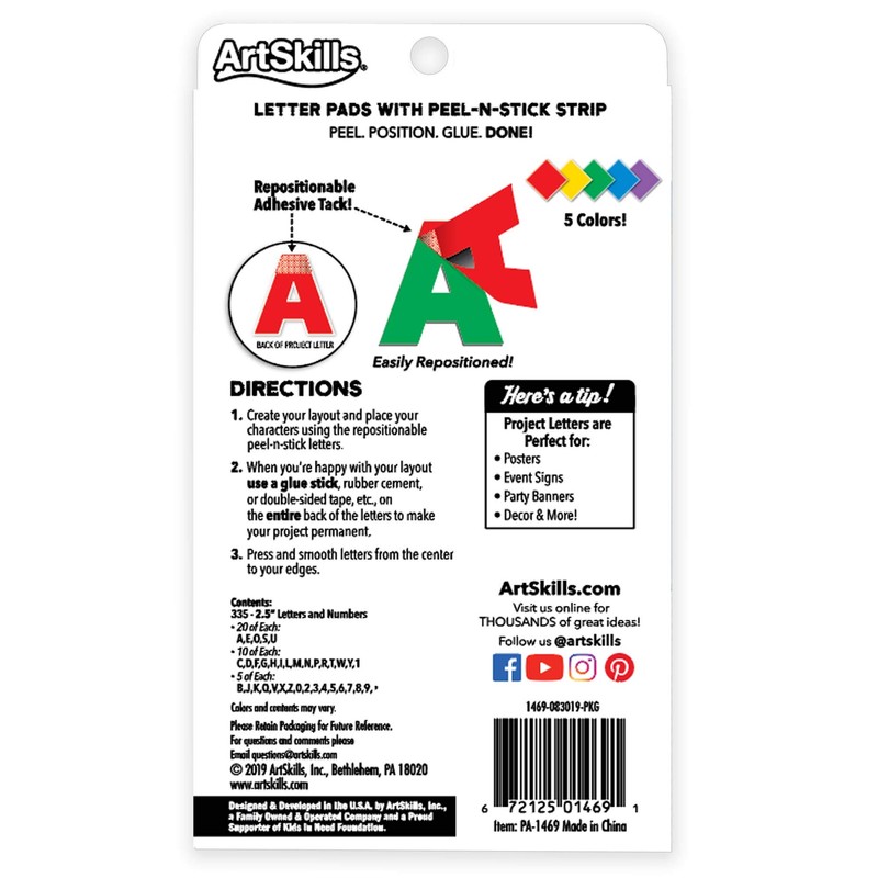 ArtSkills Poster Letters 2.5” Paper Letters for Poster Board Projects,