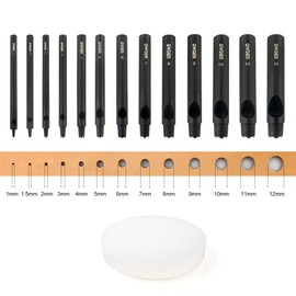 OWDEN Professional 13 Pc Leather Hole Punch Set (Slim Style) 1.0-12MM for Belt, Watch Band & Strap Gasket. Includes Free 3" Nylon Mat