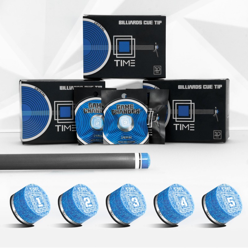 RHINO TIME Crystal Pool Billiard Cue Tip - 14mm/ Blue/Hardness: