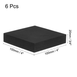 QUARKZMAN Pack of 6 Rubber Pad Panels 3/4" Thick x 4" Long Square Neoprene Foam Board Non-Slip Anti-Vibration Pads Non-Slip Noise Absorbing