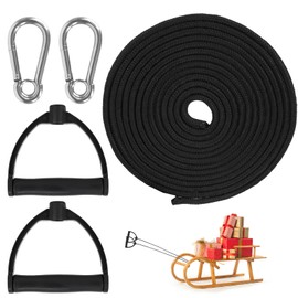 2 Sets Sledge Pull Rope, Sledge Rope with Carabiner, Sledge Lead with Handle, 4 m Sledge Rope, Pull Rope, Cord for Sledge, for Sledge and Toboggan in Winter, Diameter 6 mm