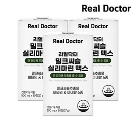Real Doctor 리얼닥터 밀크씨슬 실리마린 맥스 900mg x 30정 (27g) 3개 Real Doctor Milk Thistle Silymarin Max 900mg x 30 Tablets (27g) 3 Packs