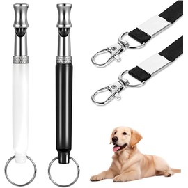 Vayfoni 2Pcs Dog Whistles - Silent Dog Whistle - Dog Whistles for Recall - Dog Whistle to Stop Barking - Adjustable Training Whistle with Lanyard - Ideal for Silent Bark Control (Black, White)