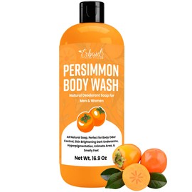 Persimmon Body Wash for Body Odor Control – Natural Deodorant Soap for Eliminating Nonenal Body Odor – Underarms, Intimate Inner Thigh, Bikini Area, Smelly Feet – Purifying Deodorizing Soap, Kids Safe