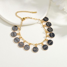 Atiyaer Zodiac Charm Bracelet with Astrological Signs Hand Made Stainless Steel Chain Jewellery Gift for Women