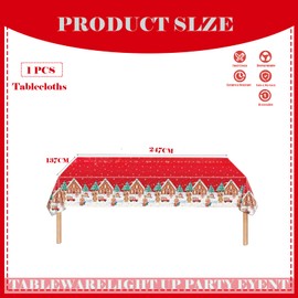 COSORO 137 * 274cm Plastic Christmas Tablecloths Party,Large Xmas Table Cloth Rectangle Red Gingerbread Man Christmas Tablecloth Party Table Cover for Christmas Party Tableware Decoration Tablecloth