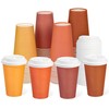 80 Pcs 12 oz Orange Disposable Coffee Cups with Lids