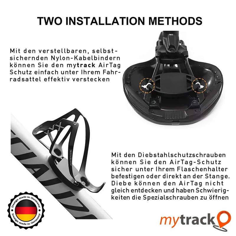 mytrack AirTag Waterproof Bicycle Mount with Security Screws & Accessories,