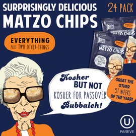 The Matzo Project Crispy Matzo Chips, Everything Flavor, Vegan, Nut Free, Bulk 24-Pack Snacks, 1 oz. Each, Individually Wrapped, Kosher but NOT Kosher for Passover