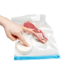 SealVax® Auto-Stop Handheld Vacuum Sealer with 20 Reusable 2nd Gen BPA-Free Sous Vide Bags – Upgraded Round Valve for Stronger, Leak-Proof Sealing.