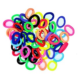 100 Pack Small & Soft Multicoloured Elastic Hair Bands, Hair Ponios, Elastic Hair Ties Ponytail Holders, Hair Bobbles for Children, Kids, Toddlers, Girls, Women