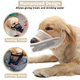Crazy Felix Nylon Dog Muzzle for Small Medium Large Dogs, Air Mesh Breathable and Drinkable Pet Muzzle for Anti-Biting Anti-Barking Licking (XXS, Beige)