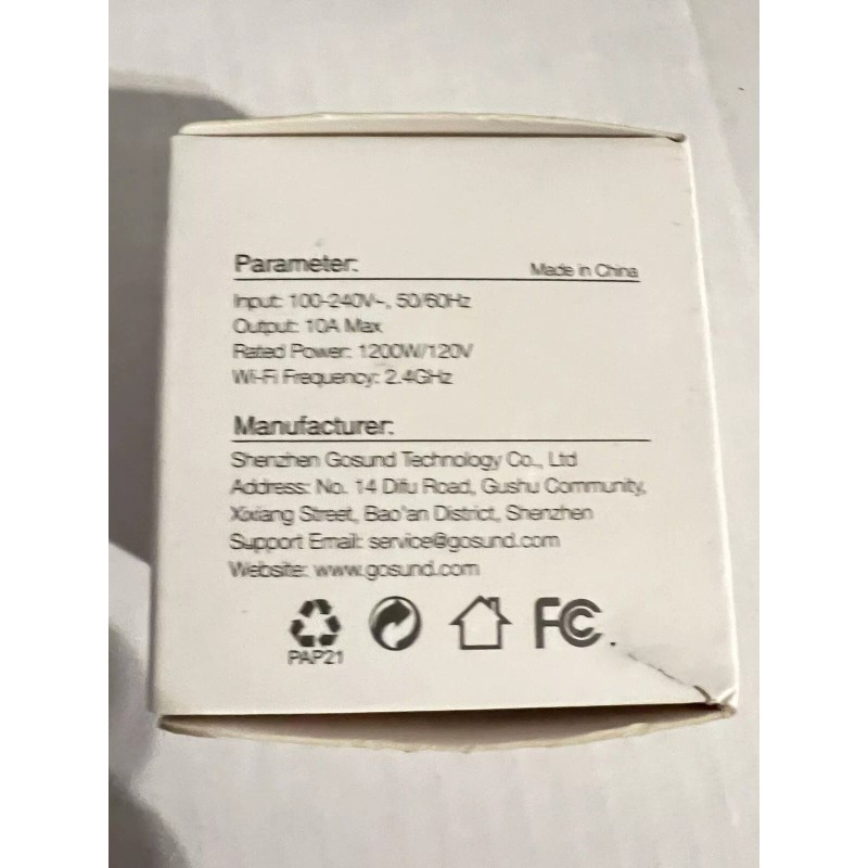 Gosund Smart Plug WP3 White Wireless Wi-Fi Smart Plug