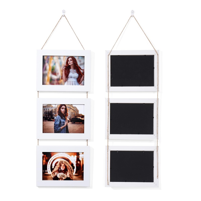 5x7 Wall Hanging Picture Frames, White 3 Opening Collage Photo