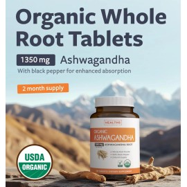 Healths Harmony Ashwagandha Orgánica 120 Tabletas Polvo Raíz