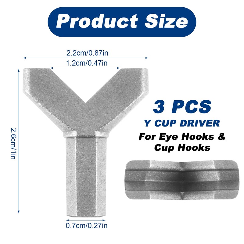 3pcs Y Shape Cup Hook Installer and Remover, Wing Nut