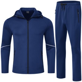 TBMPOY Men's Hooded Tracksuits Sweatsuits 2 Piece Sets Jogging Track Sweat Suit Workout Gym Warm Up Outfits with Hoodie (Royal Blue, S)