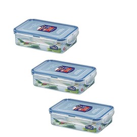 3 X Lock & Lock Food Storage 550ml Rectangular Box HPL815