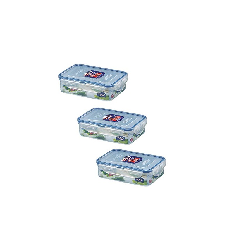 3 X Lock & Lock Food Storage 550ml Rectangular Box