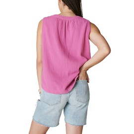 Lucky Brand Women's Sleeveless Popover Shirt, Super Pink, X-Large
