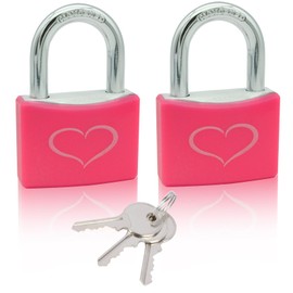 Fuaxat 2 Pack Pink Padlock with 3 Keys, Locker Lock with 1-9/16" (40 mm) Wide Aluminum Lock Body, Padlock Keyed Alike for Gym Locker, Gate, Love Lock, Sheds, Storage Unit, Fence, Toolbox