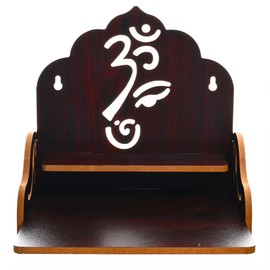 Wooden Wall Mounted Hanging Table top Temple Pooja Mandir God Stand Shelf for Storage and Idols Decoration for Home Office and Gifting (Temple Dark Brown)