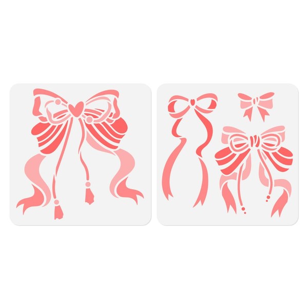 2 Pack Silk Bow Stencils for Painting on Wall 30